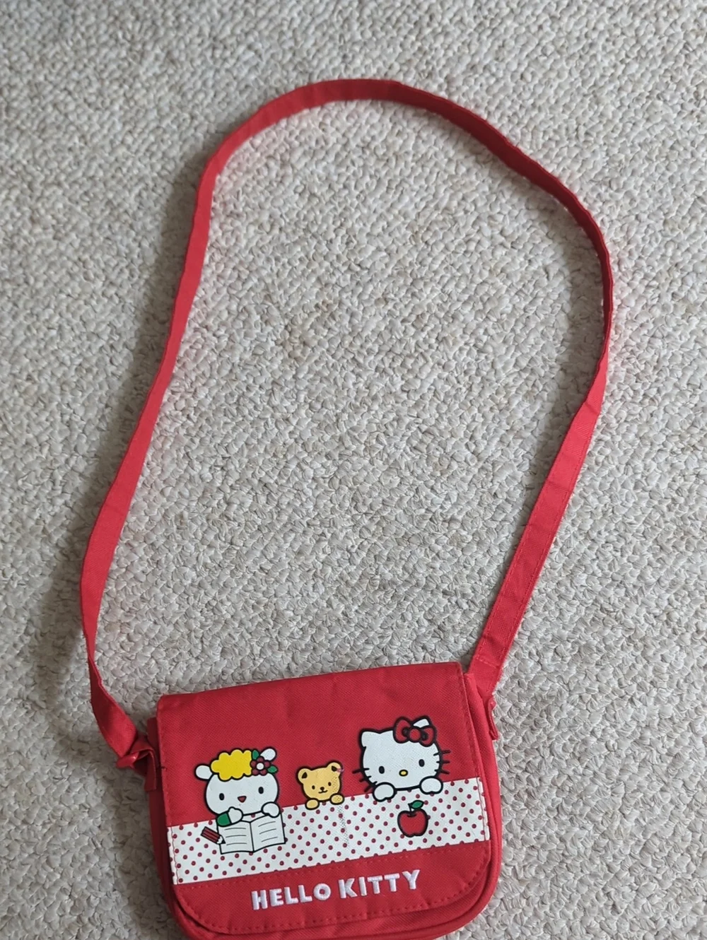 Hello Kitty Red Crossbody Purse with Character Print